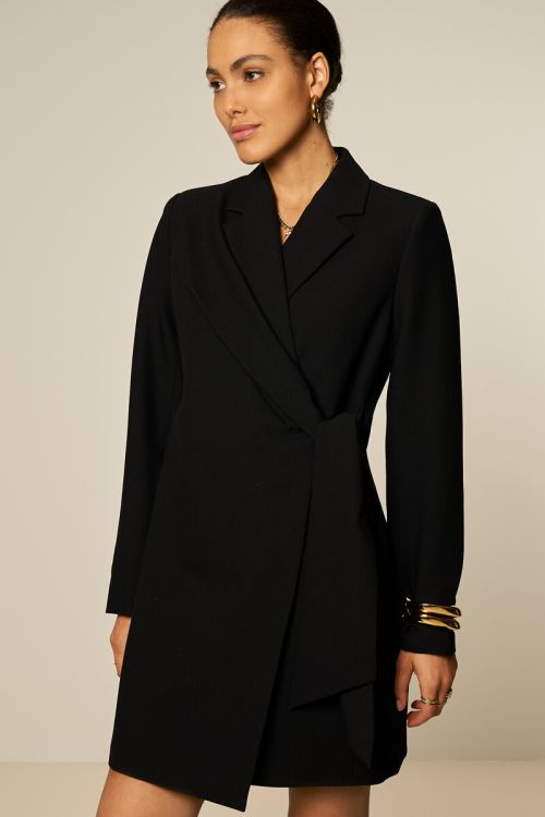 Black blazer dress with bow overlap | My Jewellery