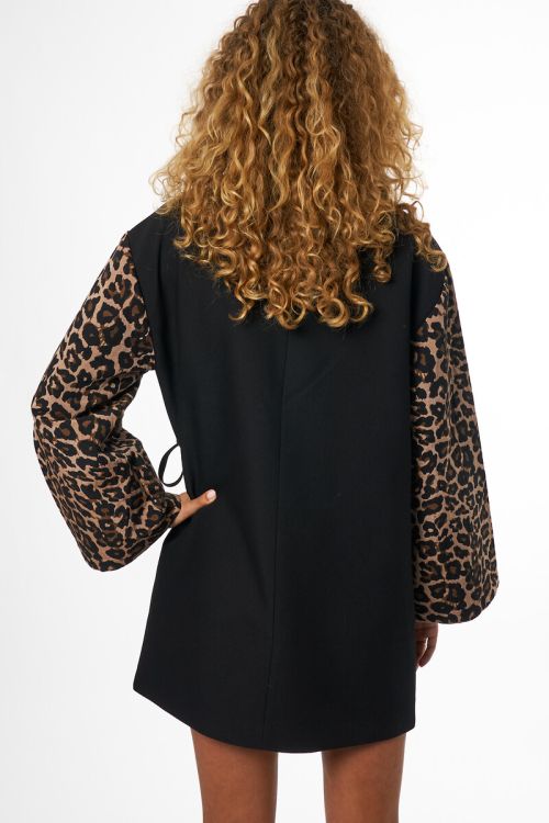 Black blazer dress with leopard print sleeves | My Jewellery
