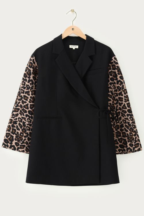 Black blazer dress with panther print sleeves | My Jewellery