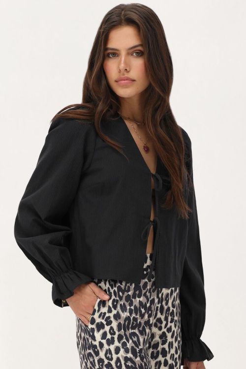 Black striped blouse with bows | My Jewellery
