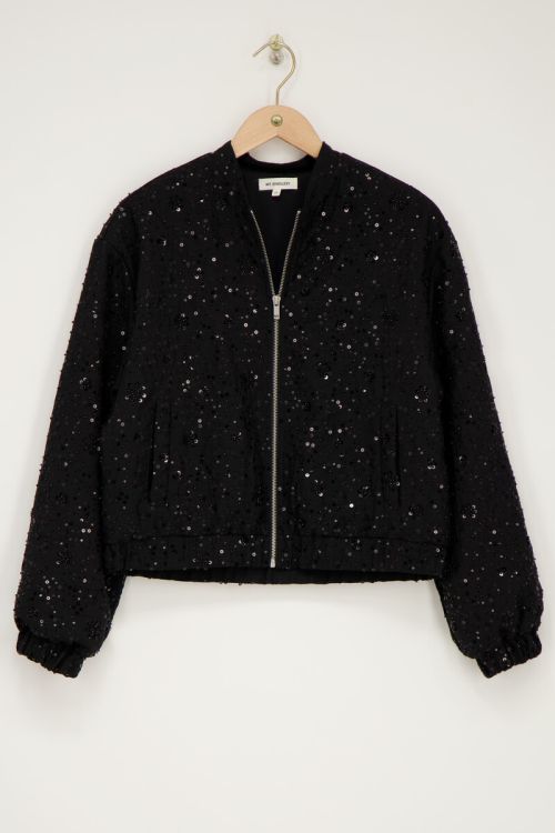 Black bomber jacket with sequins | My Jewellery