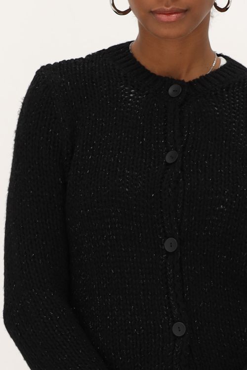 Black chunky knit cardigan with lurex | My Jewellery