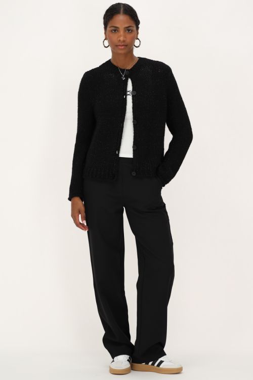 Black chunky knit cardigan with lurex | My Jewellery
