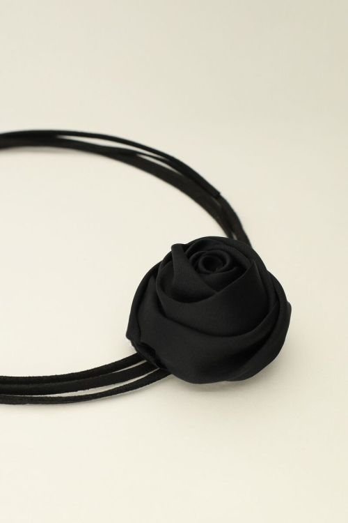 Black cord choker with satin flower | My Jewellery