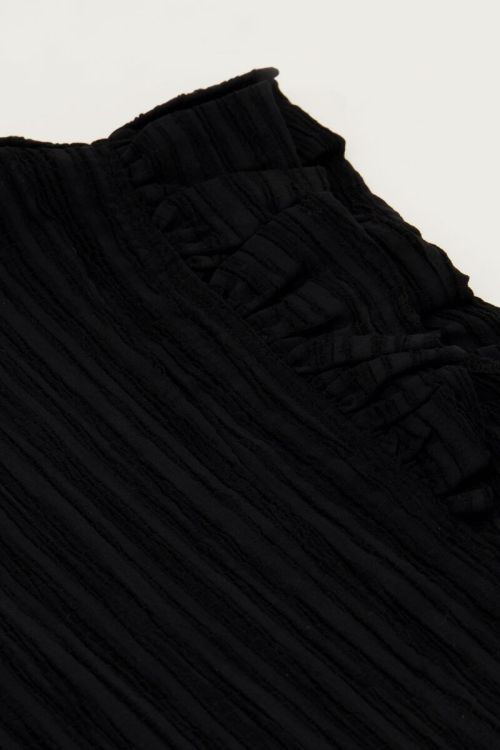 Black crinkle top with ruffle | My Jewellery