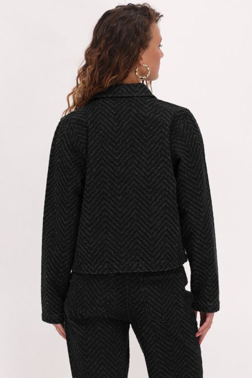 Black denim jacket with jacquard | My Jewellery