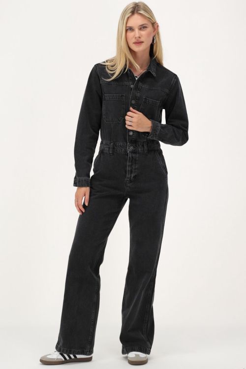 Black denim jumpsuit with long sleeves | My Jewellery