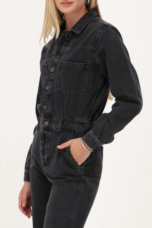 Black denim jumpsuit with long sleeves | My Jewellery