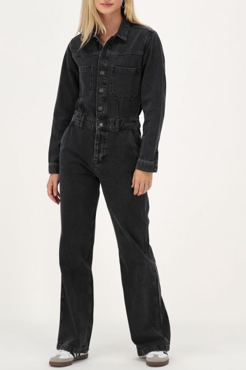 Black denim jumpsuit with long sleeves | My Jewellery
