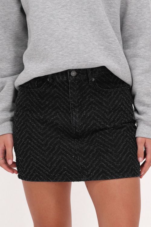 Black denim skirt with jacquard | My Jewellery