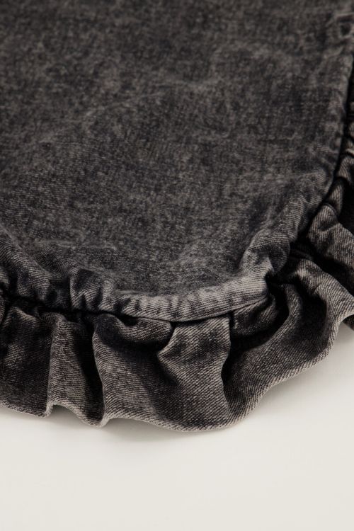 Black denim shopper with ruffles | My jewellery