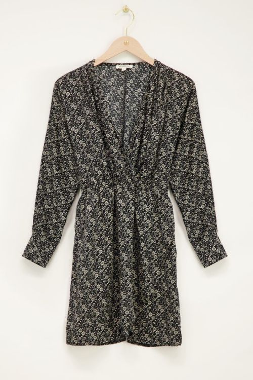 Zwarte jurk met beige bloemen | My Jewellery