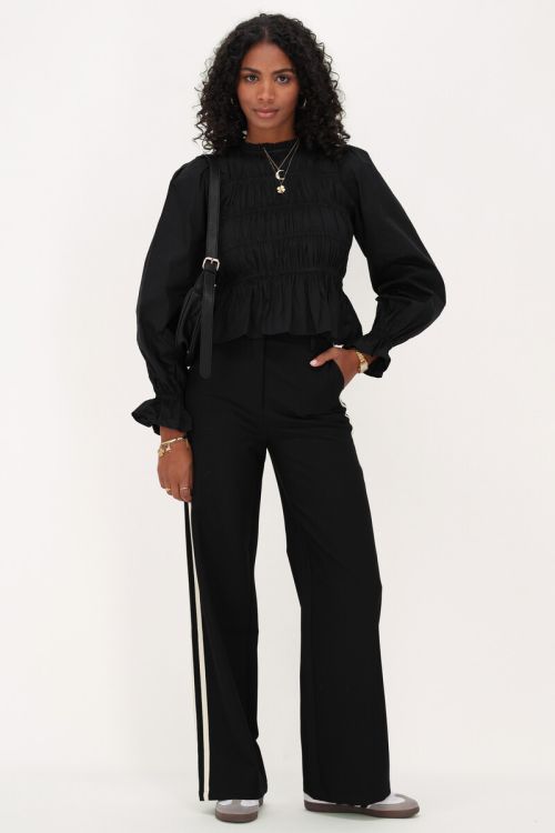black fitted blouse with puff sleeves | My Jewellery