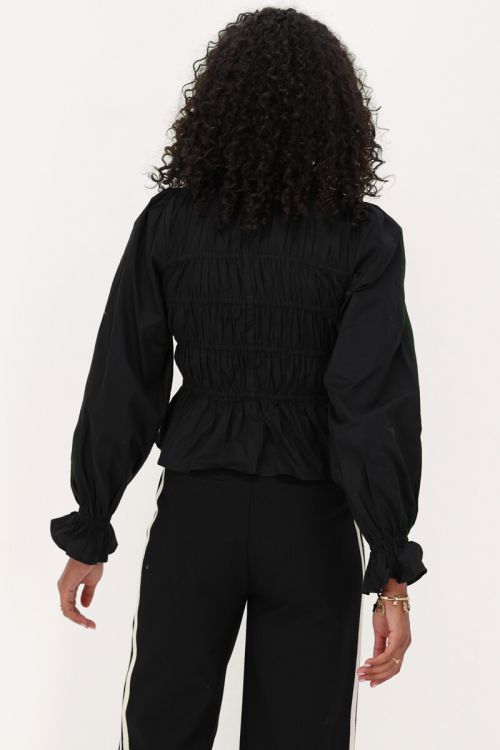black fitted blouse with puff sleeves | My Jewellery