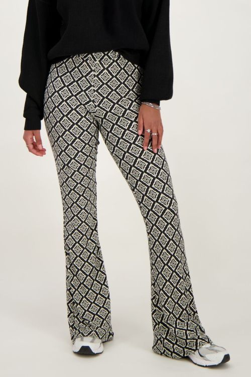 Black flared trousers with Ikat print | My Jewellery