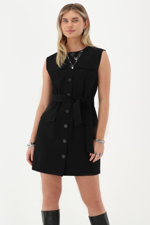Black gilet dress with buttons | My Jewellery