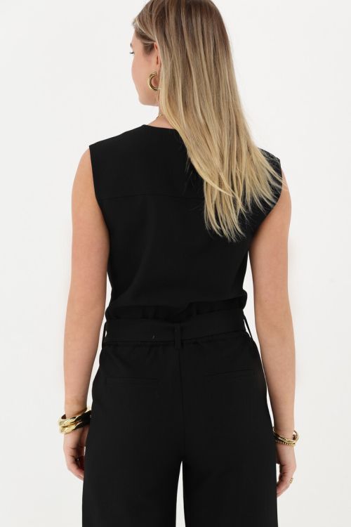 Black gilet jumpsuit with buttons | My Jewellery