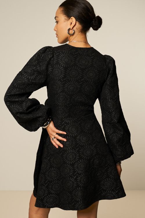 Black jacquard dress with sunflowers | My Jewellery