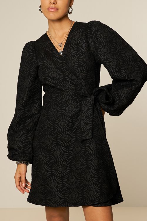 Black jacquard dress with sunflowers | My Jewellery