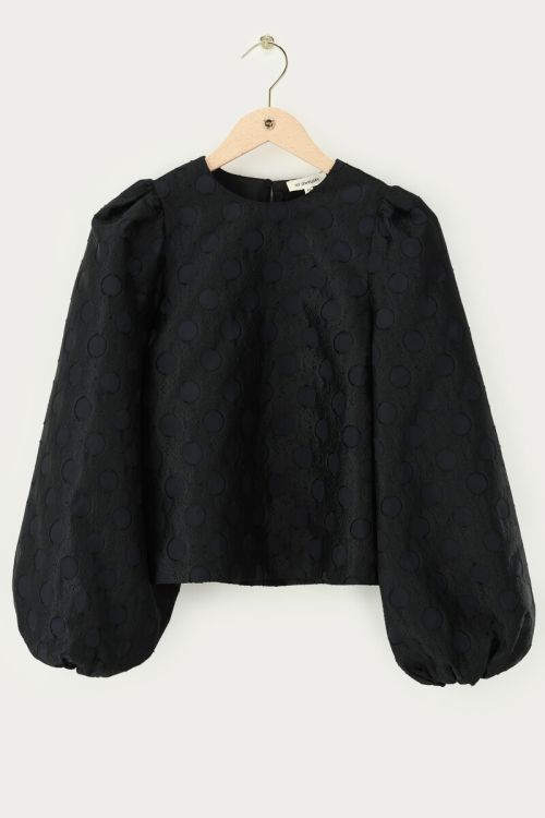 Black jacquard top with long balloon sleeves | My Jewellery