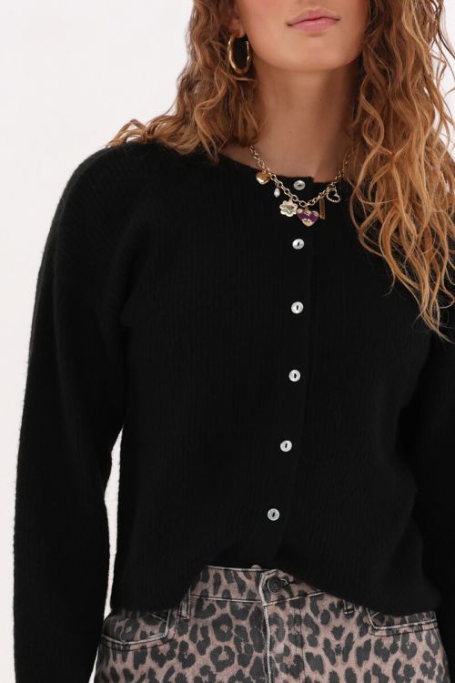 Black knitted cardigan with small buttons | My Jewellery