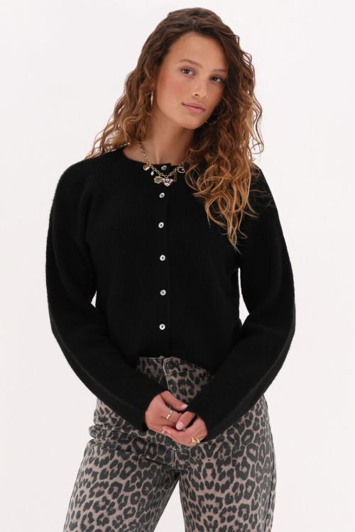Black knitted cardigan with small buttons | My Jewellery