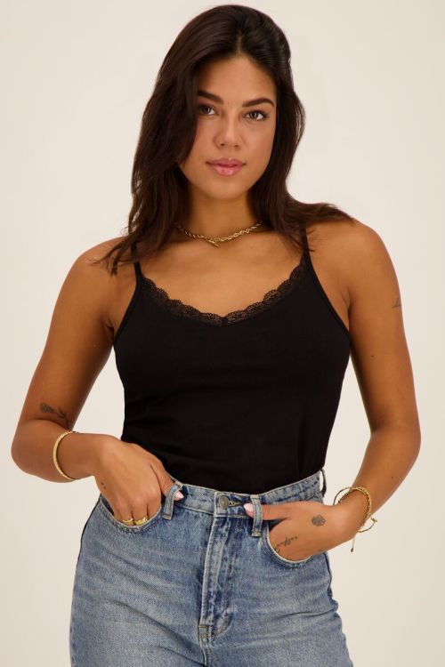 Zwarte singlet met kant | My Jewellery
