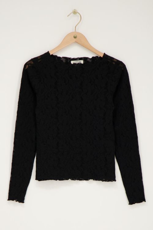 Black lace top with boat neckline | My Jewellery