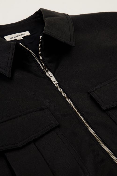  Dark green leather jacket with pockets | My Jewellery