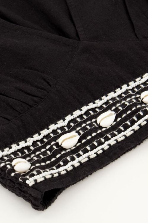 Black linen look top with scallops  | My Jewellery