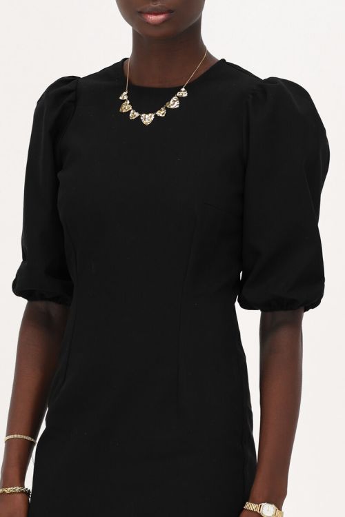 Black maxi dress with puff sleeves | My Jewellery