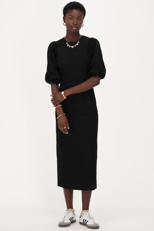 Black maxi dress with puff sleeves | My Jewellery