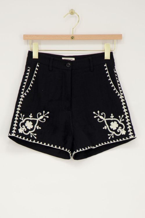 Black muslin shorts with embroidery | My Jewellery