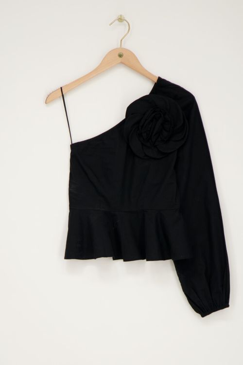 Black one-shoulder top with flower | My Jewellery