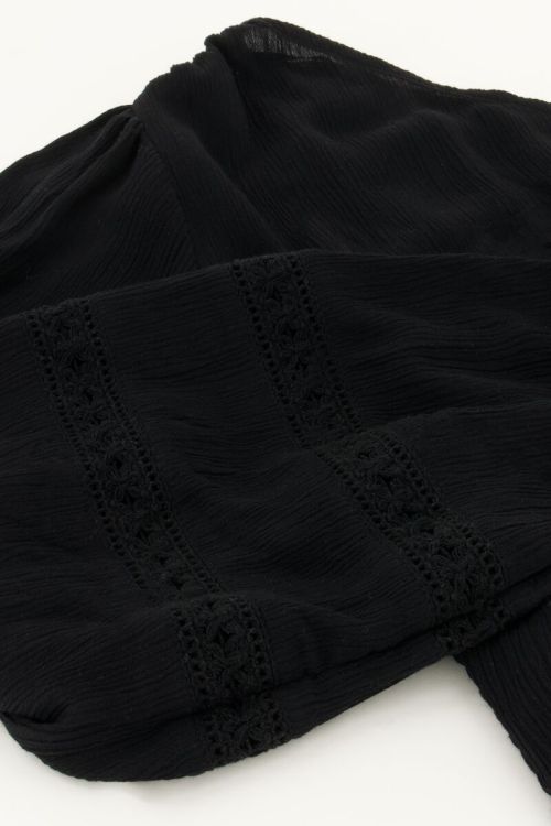 Black one-shoulder top with smock and tapes | My Jewellery
