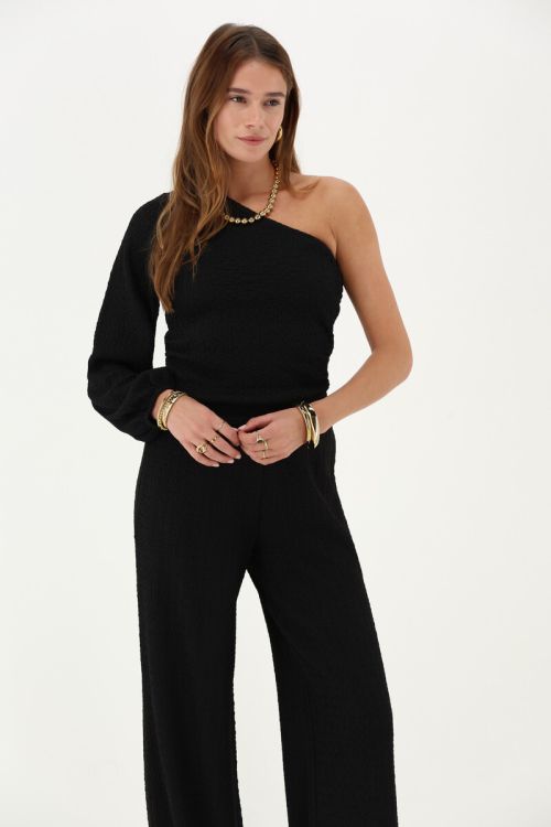 Black one-shoulder crêpe top | My Jewellery