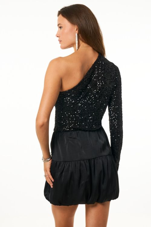 Black one-shoulder top with sequins | My Jewellery