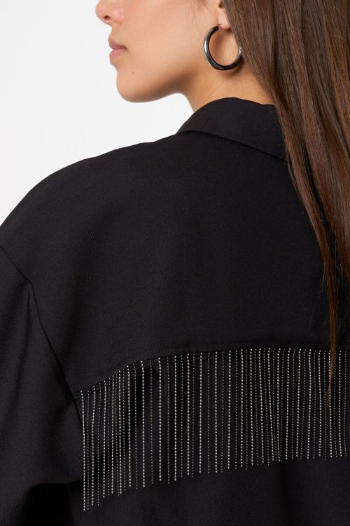 Black oversized blouse with ball chain | My Jewellery