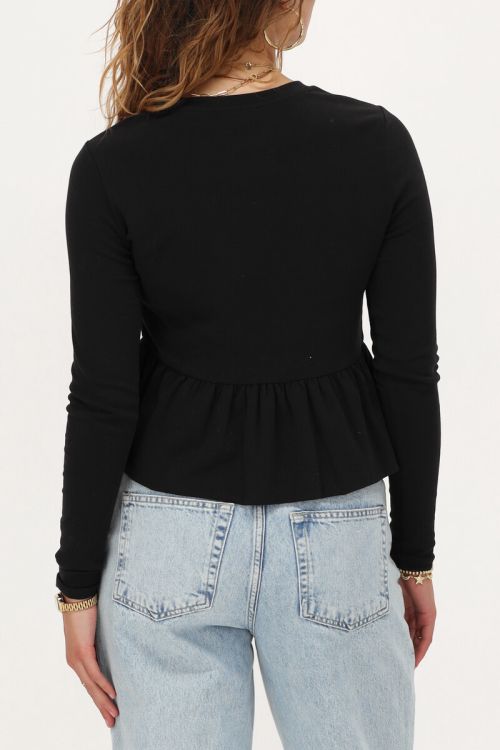 Black peplum top with long sleeves | My Jewellery