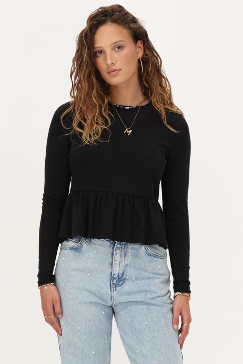 Black peplum top with long sleeves | My Jewellery