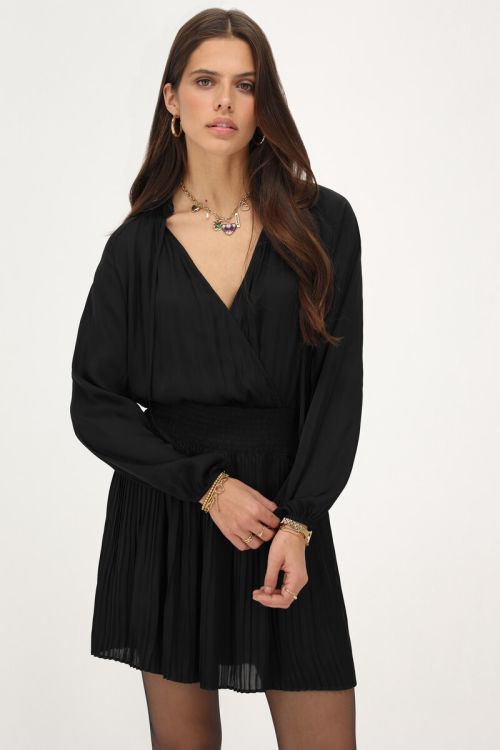 Black pleated dress satin look | My Jewellery