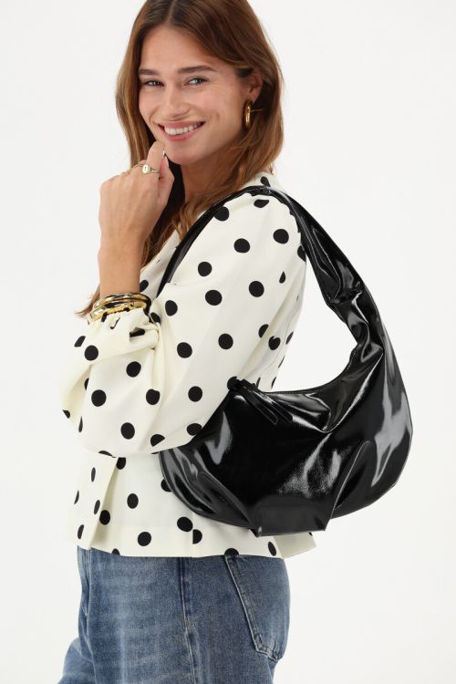 Black PU patent shoulder bag | My Jewellery