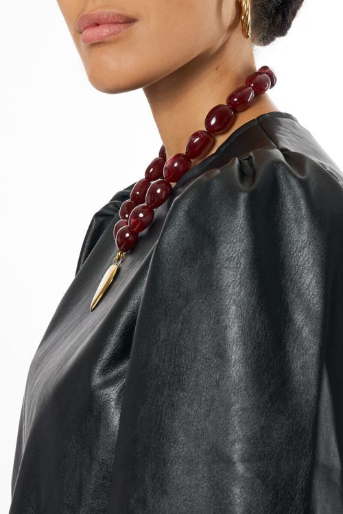 Black PU top with short sleeves | My Jewellery