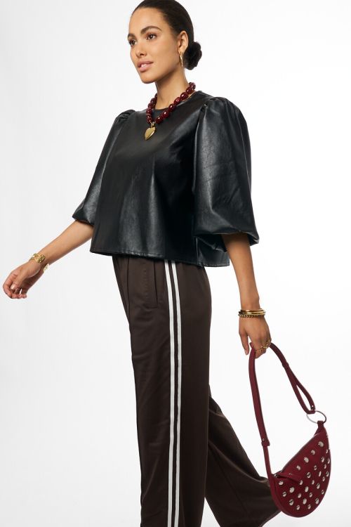 Black PU top with short sleeves | My Jewellery