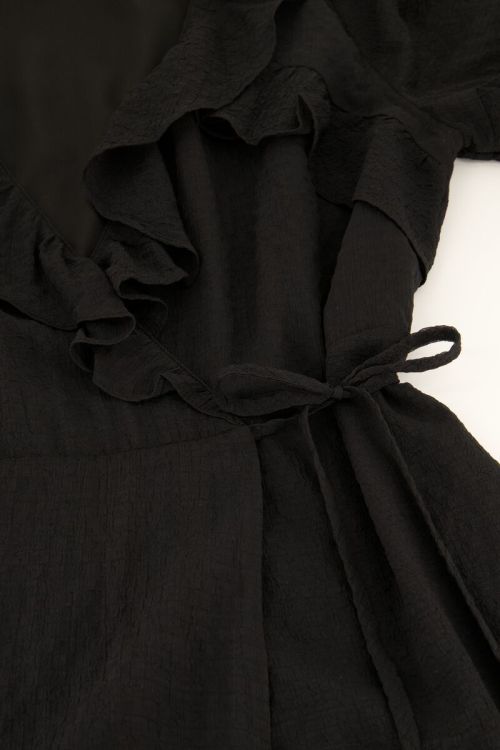 Black wrap dress with ruffles | My Jewellery
