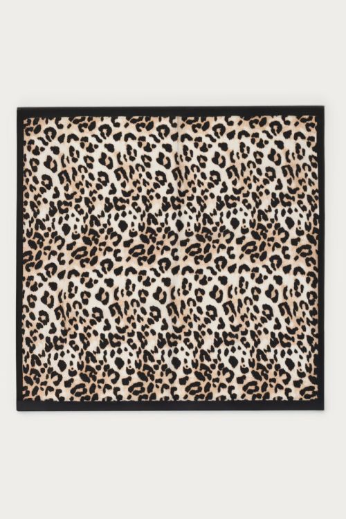 Black satin look scarf with leopard print | My Jewellery