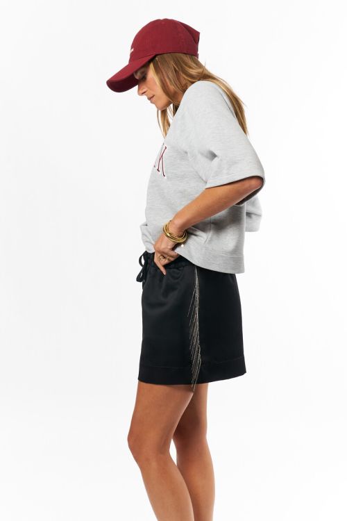 Black satin shorts with ball chain | My Jewellery