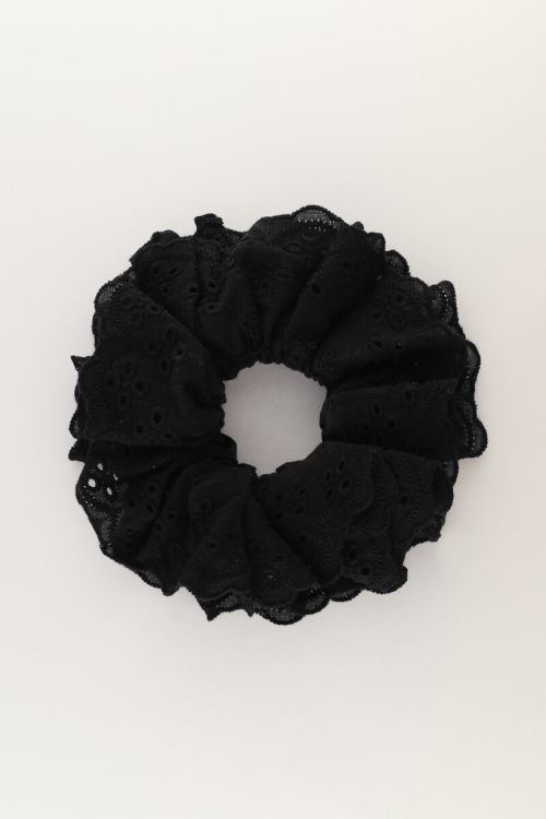 Black scrunchie with embroidery