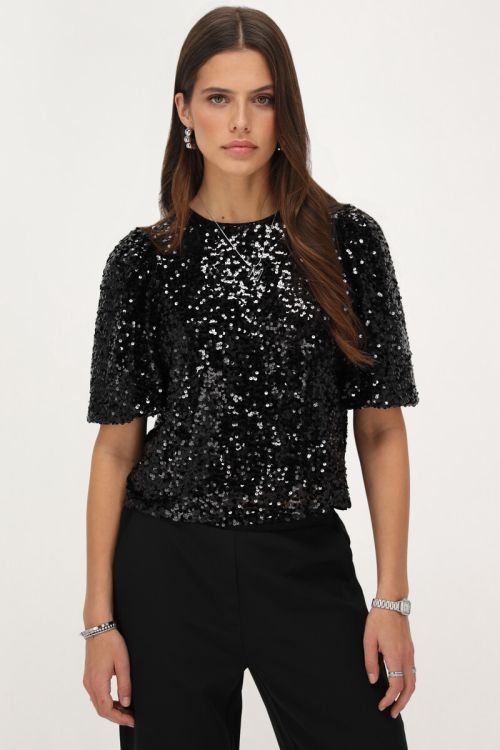 Black sequin top with bows | My Jewellery