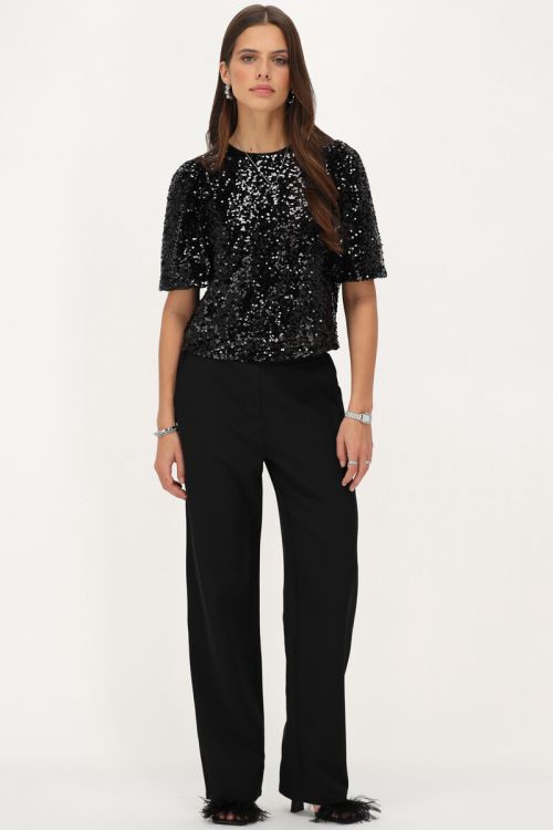 Black sequin top with bows | My Jewellery